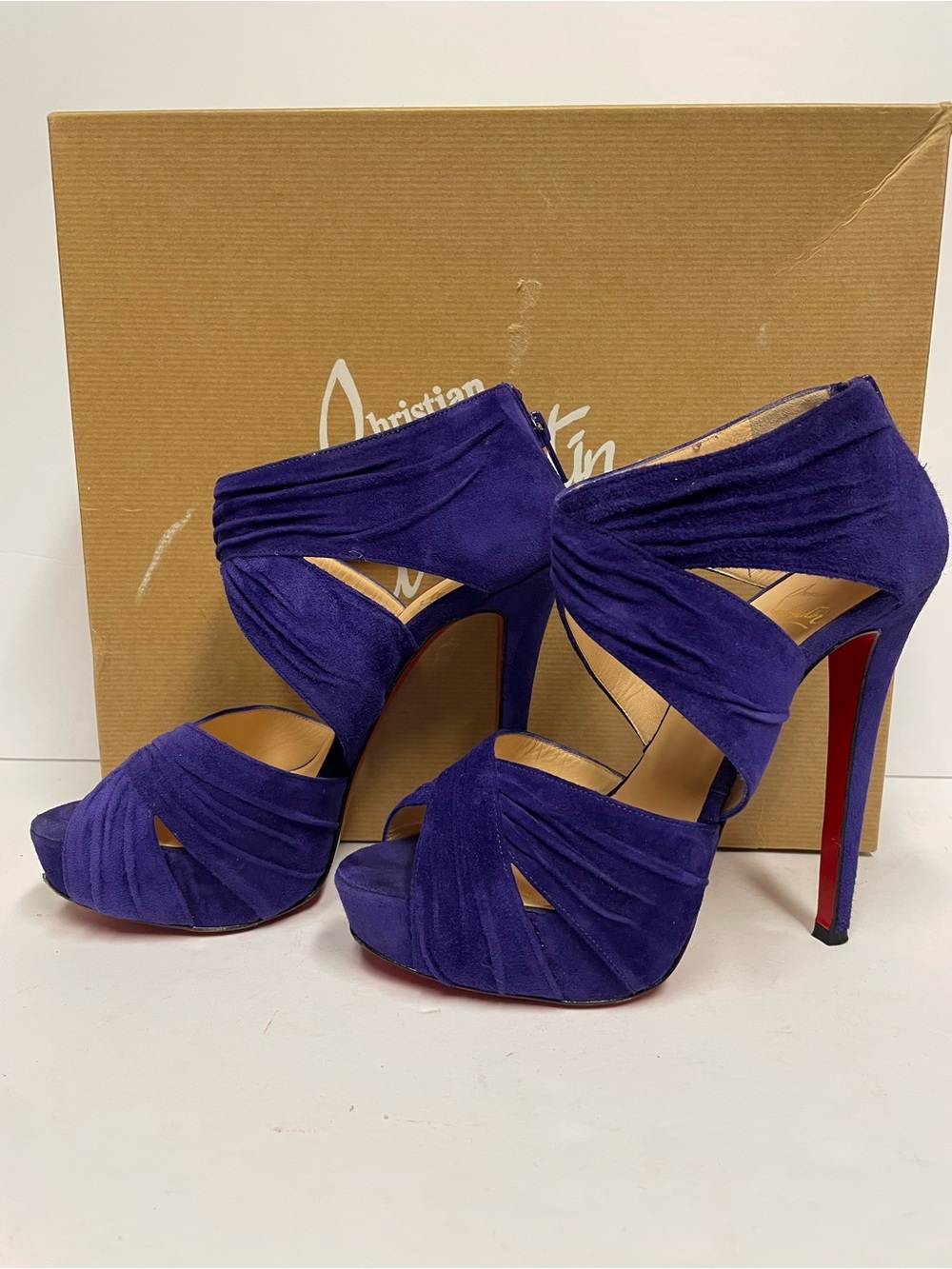 Christian Louboutin Bandra violet Purple Suede Platform Heels pumps 36.5